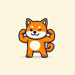 GoHealthy app icon: Bruno, a flexing Shiba Inu