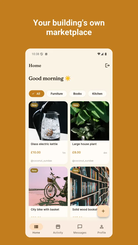 Your building's own marketplace: home feed